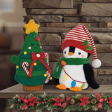 16.5–19.6" Knit Holiday Shelf Sitters, Set of 2, Weighted Christmas Plush Décor