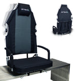 SitBax Padded Bleacher Seat with 360° Swivel, Reclining Backrest, Head Pillow & Backpack Straps – Portable Stadium Chair for Bleachers, Sports Events & Outdoor Seating