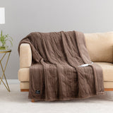 50" × 60" Berkshire Life Heated Faux Fur Throw – 4 Heat Settings, Reversible