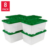 GreenMade 27-Gallon Clear Heavy-Duty Storage Bins with Lockable Lids, 8-Pack