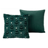 Holiday Embroidered Faux Fur Throw Pillow, 20" x 20", Reversible with Fill