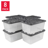 GreenMade 27-Gallon Clear Heavy-Duty Storage Bins with Lockable Lids, 8-Pack