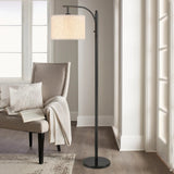 Bridgeport Designs Everett Downbridge Floor Lamp – Adjustable Reading Lamp with Linen Shade, Light Diffuser & LED Bulb