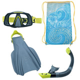 Oceanic Adult 3-Piece Snorkeling Set: Fins Snorkel Panoramic Mask & Carry Bag