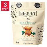 Béquet Celtic Sea Salt Caramels 3-Pack – Gourmet All-Natural Soft Caramel Candy, Gluten-Free & Kosher