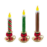 Pre-Lit Nostalgic Candlestick Décor with Flickering LED Flames & Timer, Set of 3