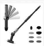 HOTO Flexi Cordless Spin Scrubber with Extension Rod, 8 Brush Heads, IPX7 Waterproof, 110-Min Runtime