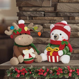 16.5–19.6" Knit Holiday Shelf Sitters, Set of 2, Weighted Christmas Plush Décor