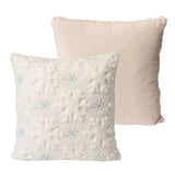 Holiday Embroidered Faux Fur Throw Pillow, 20" x 20", Reversible with Fill