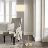Bridgeport Designs Everett Downbridge Floor Lamp – Adjustable Reading Lamp with Linen Shade, Light Diffuser & LED Bulb