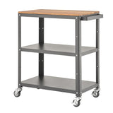 Seville Classics Stainless Steel Kitchen Cart, Storage Basket & Wheels Workspace