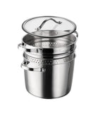 Tramontina 8-Quart Stainless Steel Multicooker with Pasta Insert – Tri-Ply Base Stock Pot with Glass Lid
