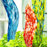 Evergreen Hand-Blown Décor Glass Garden Stakes, Set of 3