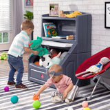 Step2 Lift & Hide Gray 38" Tall Plastic Toddler Bookcase and Kid Toy Box and Toy