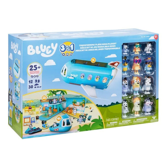 Bluey 3 in 1 Transforming Plane Mega Playset - 45pc Family Vacation Ever Playset
