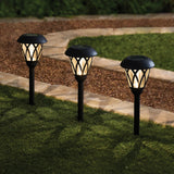 Mainstays Solar Lattice Pathway Lighting Set, 6 Count LED Light with Glass Lens