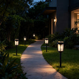 5-Pack 22" H LED Solar Stainless Steel Path Lights with Glass Lens, 25 Lumens