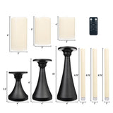 10-Pc Fusion Flameless LED Wax Candle Set Metal Holders Tapers, Pillars & Remote