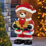 23.6" 2-in-1 Holiday Bear Greeter, Halloween Ghost & Santa LED Light Figurine