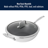 Henckels Paradigm Ceramic 12-Inch Stainless Steel Dual Performance Wok with Glass Lid