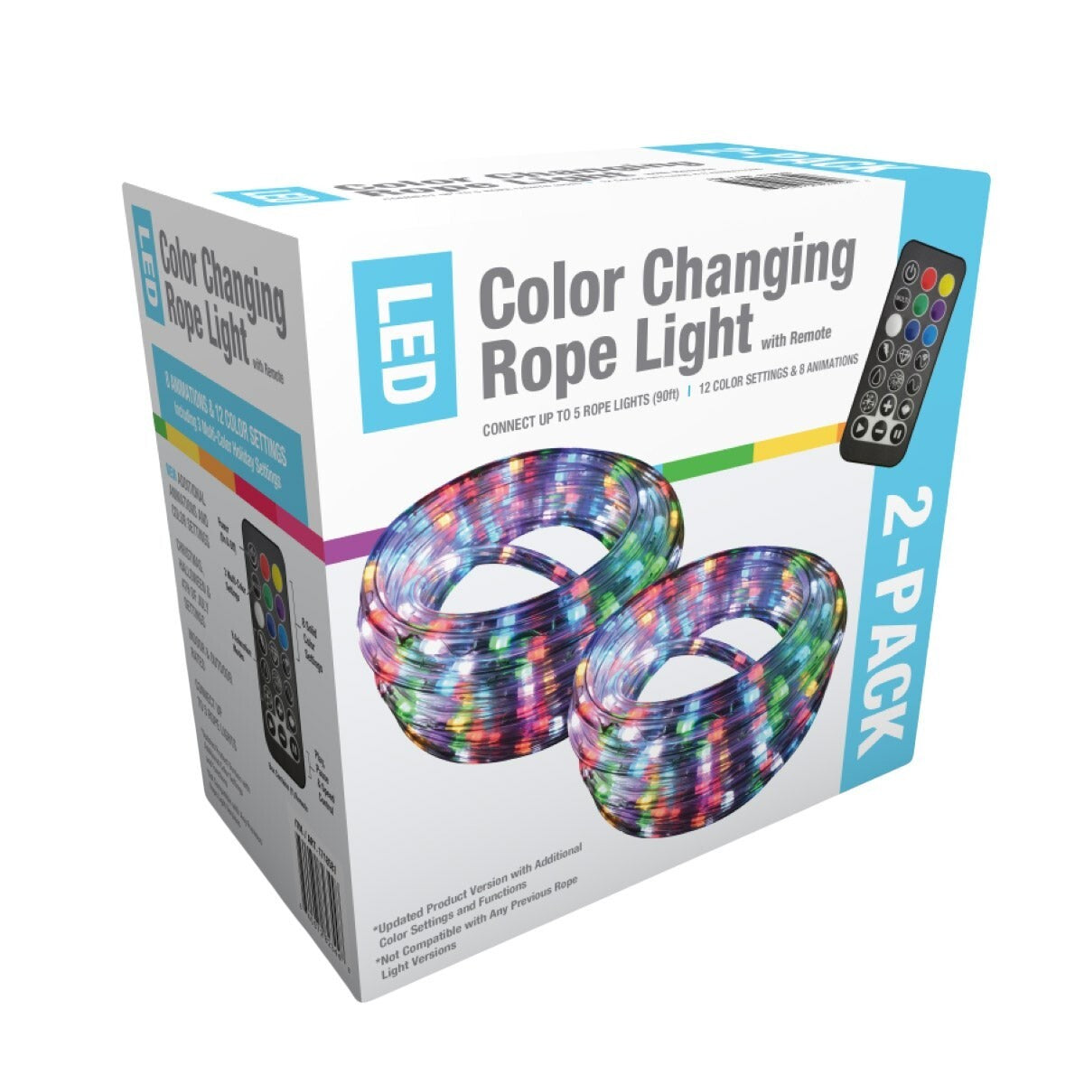 Intertek Color Changing Rope Light Global Value Lighting 18ft LED Color Changing Rope Light with Remote ...