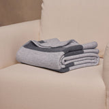 Banana Republic Wool & Cotton Jacquard Throw 60" × 70" Strip Blanket Stitch Trim