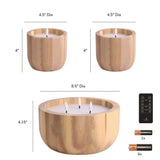 LumiPur Signature Naturals Acacia Wood Flameless LED Candles, Set of 3, Remote