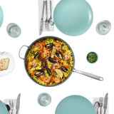 T-fal Inspire Ceramic Nonstick Jumbo Cooker with Glass Lid, 5-Qt, Teal Blue