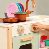 Battat Two N' One Wooden Kitchen Café with Dishes and Chalkboard, Toddler and Pr