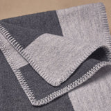 Banana Republic Wool & Cotton Jacquard Throw 60" × 70" Strip Blanket Stitch Trim
