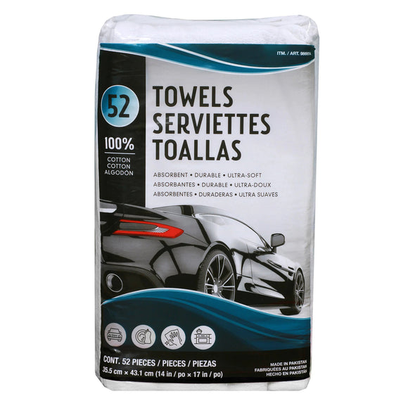 Unitex 100% Cotton Towels, 14 in x 17 in, 52-count Towels for Auto Detailing