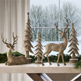 Member’s Mark Deer & Christmas Tree Décor Set – 5-Piece Wood-Look Resin Figures
