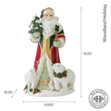 Fitz & Floyd Woodland Holiday Santa Ceramic Figurine, 18.25" Tall, Model 5330652