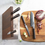 6-Piece Cangshan Sobu Series X-7 Damascus Steel Knife Block Set – Acacia Magnetic Block