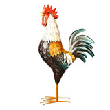 35" H Metal Farmhouse Rooster Decor, Metal Chicken Sculpture