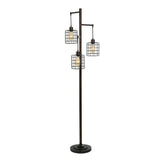 Stylecraft 72” H Piper 3-Light Bronze Floor Lamp with Steel Cage Lamp Shades