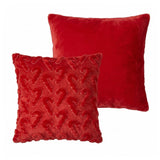 Holiday Embroidered Faux Fur Throw Pillow, 20" x 20", Reversible with Fill