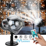 Christmas Snowflake Projector LED Moving Snowfall Laser Light Party Strobe Lamp