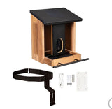 Evergreen Cedar Wood Solar Smart Bird Feeder w/ 1080p HD Camera