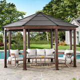 Sunjoy 15' x 15’ Daybreak Octagon Gazebo, Aluminum Roof & Steel Frame Gazebo