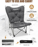 KingCamp Oversized Padded High Back Camping Chair – Heavy Duty Folding Outdoor Chair with Ergonomic Backrest, Removable Washable Cover, 300 lb Capacity