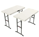 Lifetime Commercial 4-Foot Adjustable Height Folding Table 2-Pack – Indoor & Outdoor HDPE Utility Tables
