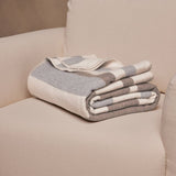 Banana Republic Wool & Cotton Jacquard Throw 60" × 70" Strip Blanket Stitch Trim