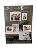 Mikasa Enamel Picture Frame Set of 5 – White &amp; Gold Photo Frames w/ Easel Stand &amp; Wall Mount