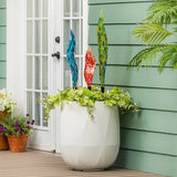 Evergreen Hand-Blown Décor Glass Garden Stakes, Set of 3