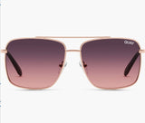 Quay Australia HOT TAKE Navigator Sunglasses, Unisex Rose-gold Frame Gradient Smoke-pink Lenses