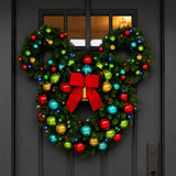 30" Disney Mickey Pre-Lit LED Wreath – 50 Warm White Lights Twinkle Mode & Timer