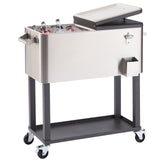 Trinity Stainless Steel Ice Cart Cooler with Swiveling Locking Wheels