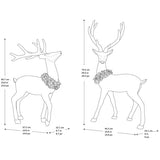 2-Pack 24" & 29" White Reindeer Christmas Greeter Statues w/ Gold Antlers Wreath