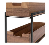 Seville Classics 2-Tier Acacia Wood Sliding Bin Organizer with Black Metal Frame